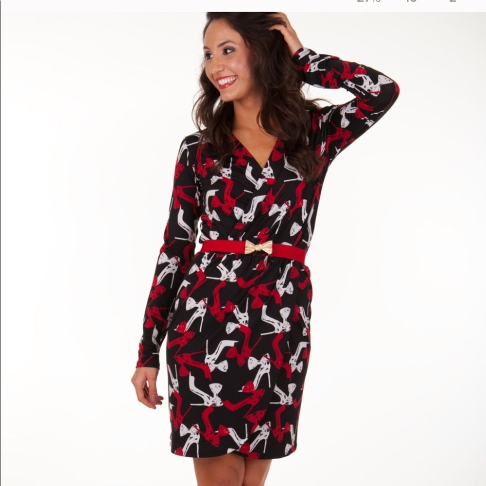 ❤️ Tracy Negoshian Belted Red Dress